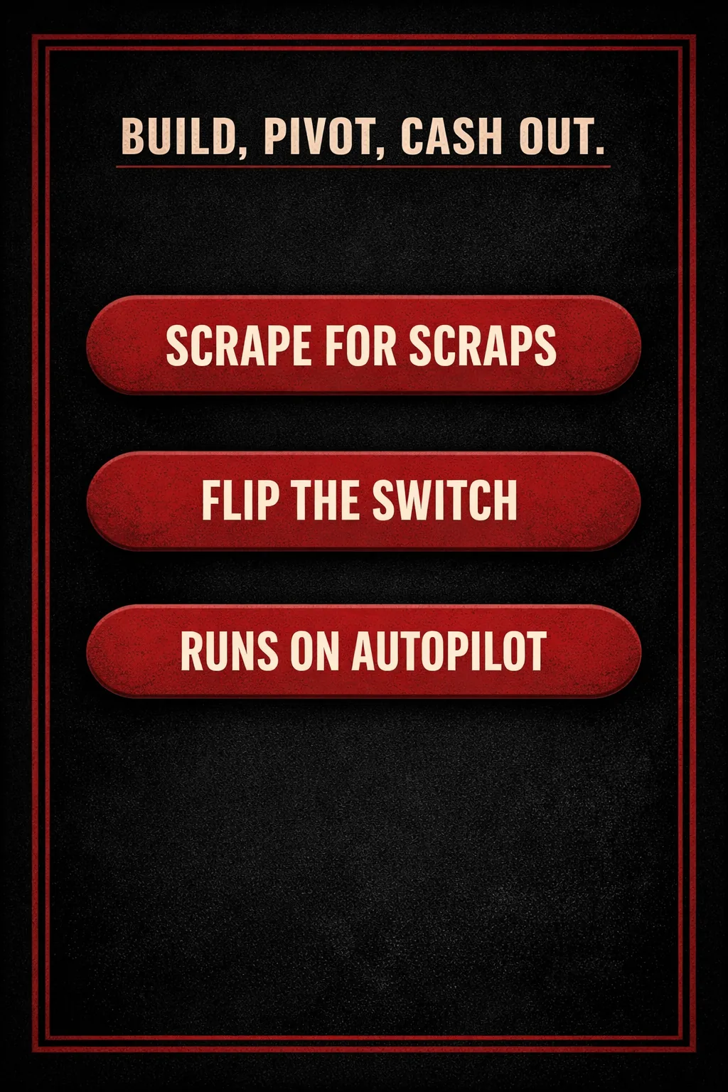 Three stacked bars showing the build-up, pivot, and cash-out phases of an engine-building board game.